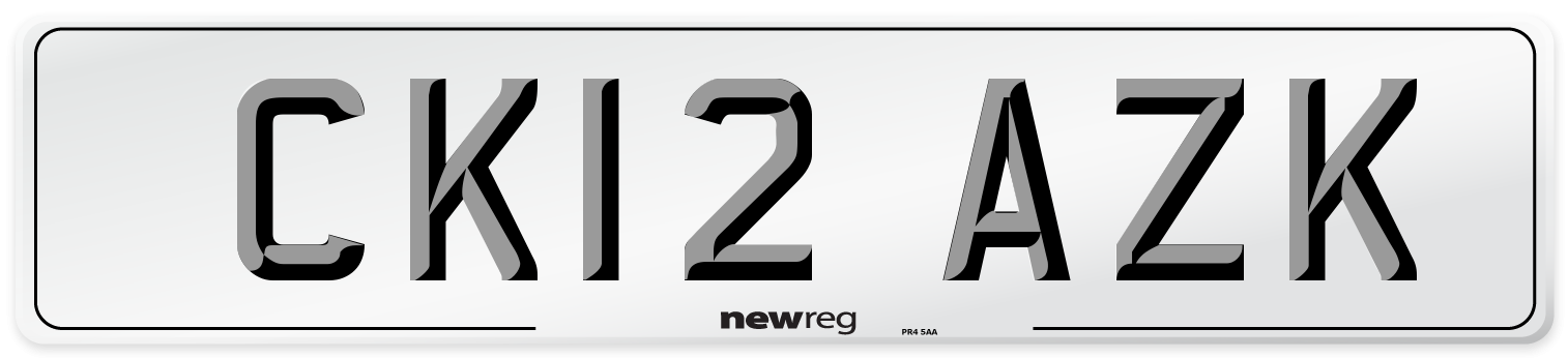 CK12 AZK Number Plate from New Reg